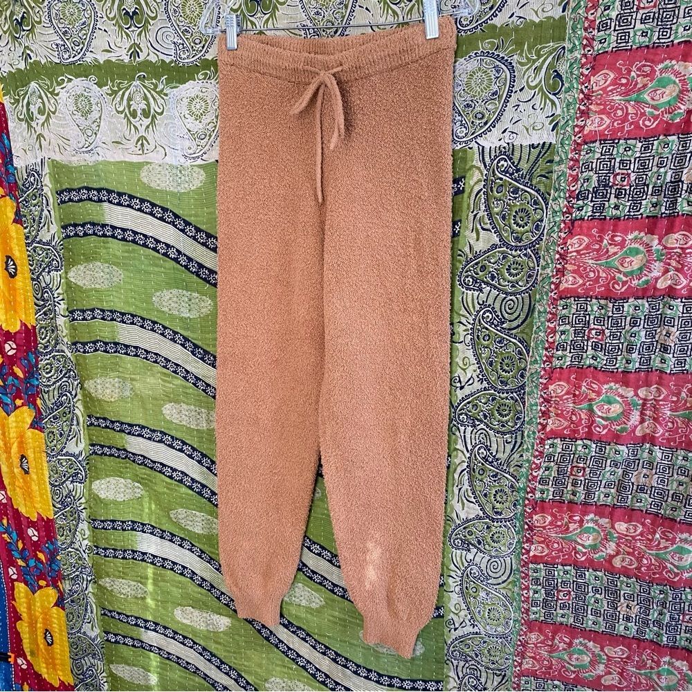Reformation Monte Camel Plush Drawstring Chic Fuzzy Jogger Pants Size Medium - Picture 7 of 14